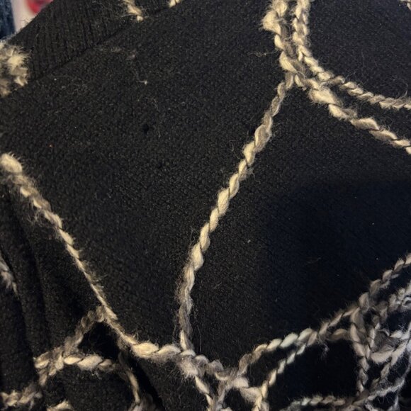 Tumbleweed Sleeveless Vest Jacket XL Black Wool Abstract White Swirl Snaps - Picture 8 of 8